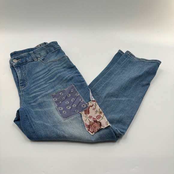 Chico's Denim - Chico’s Medium Wash Patchwork Jeans Size L